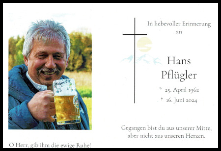 Sterbebild Hans Pfluegler